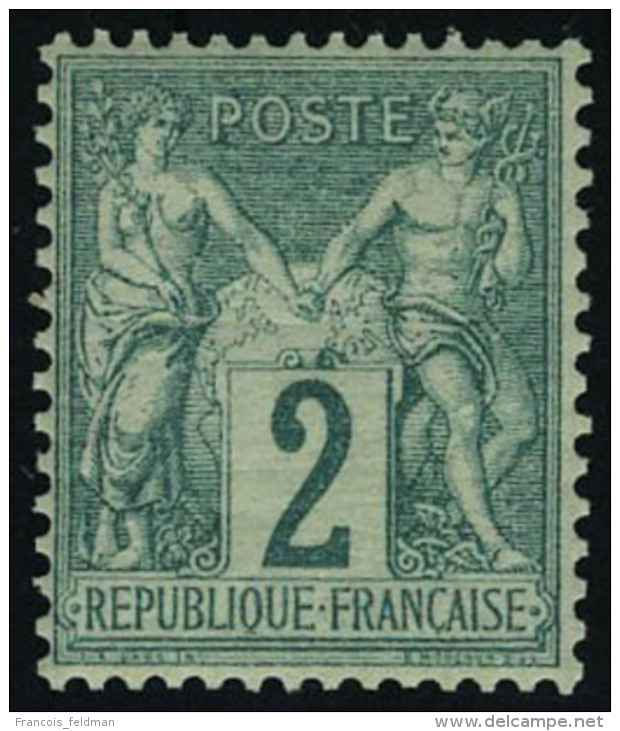 Neuf Avec Charni&egrave;re N&deg; 62, 2c Vert Excellent Centrage, Cl, Superbe, Sign&eacute; Brun - Autres & Non Classés