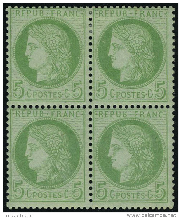 Neuf Avec Charni&egrave;re N&deg; 53g, 5c Vert Jaune Sur Verdatre, Bloc De 4 Dont 2ex Neufs **, T.B. - Autres & Non Classés