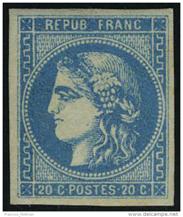 Neuf Avec Charni&egrave;re N&deg; 46B, 20c Bleu Report 2, Cl, Superbe, Rare, Sign&eacute; Brun - Autres & Non Classés