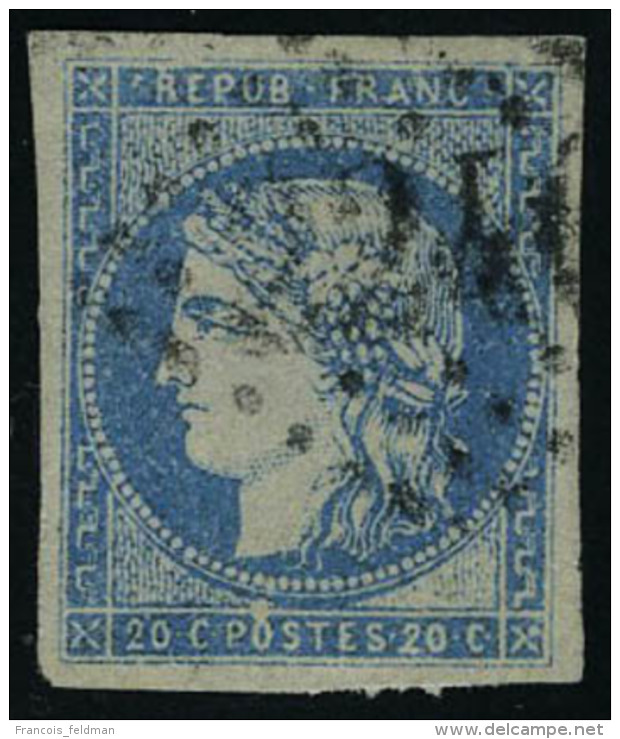 Oblit&eacute;r&eacute; N&deg; 44A, 20c Bleu Type I, T.B. Sign&eacute; Brun - Autres & Non Classés