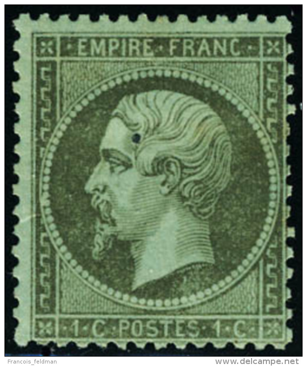 Neuf Avec Charni&egrave;re N&deg; 19, 1c Olive, Napol&eacute;on III, Dentel&eacute;, T.B. - Autres & Non Classés