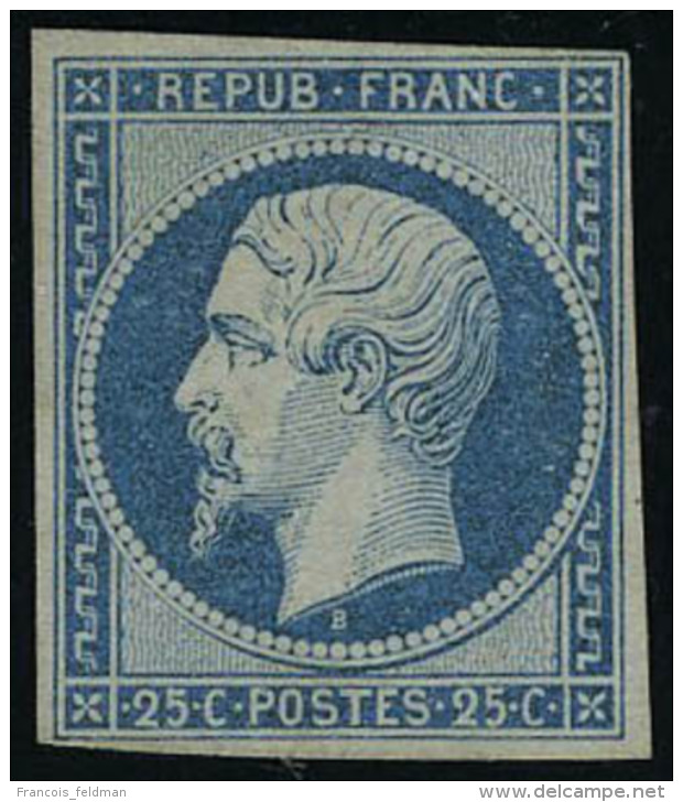 Neuf Sans Gomme N&deg; 10, 25c Bleu T.B. Sign&eacute; Brun - Altri & Non Classificati