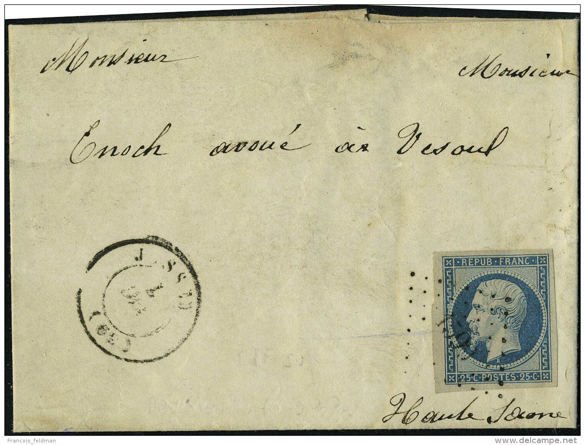 Lettre N&deg; 10, 25c Bleu Pr&eacute;sidence Seul Sur L, 4 Grandes Marges Dont Petit Bdf, Superbe - Autres & Non Classés