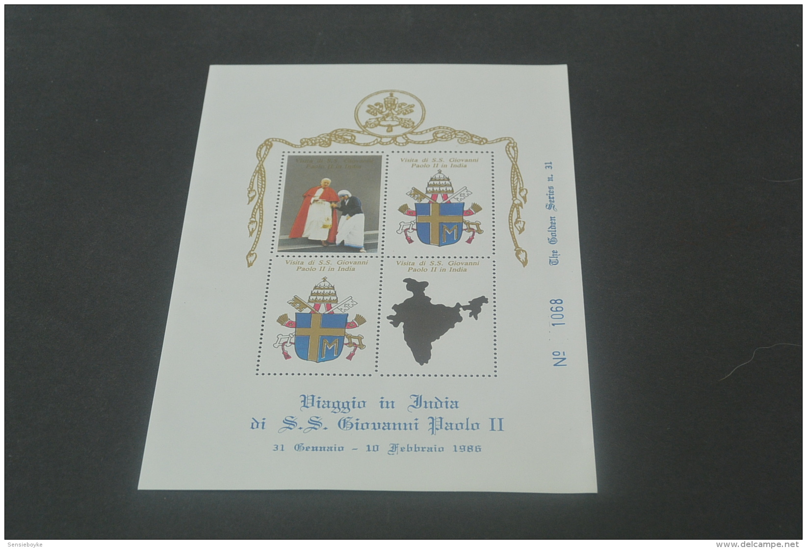 E1950-Bloc Golden Series N.31 -  Viaggio Di S.S. Giovanni Paolo II  In India - Popes