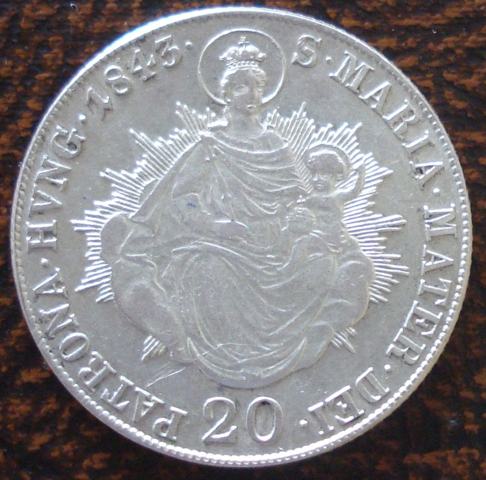 (J) HUNGARY: Silver 20 Krajczar 1843B AU (2547) SALE!!!! - Hongrie