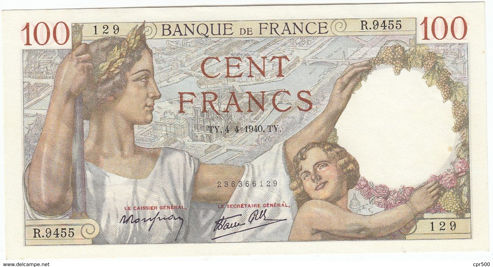 100 Francs Sully Type 1939, F.26.26, P94, 04/04/1940, R.9455, SPL - 100 F 1939-1942 ''Sully''