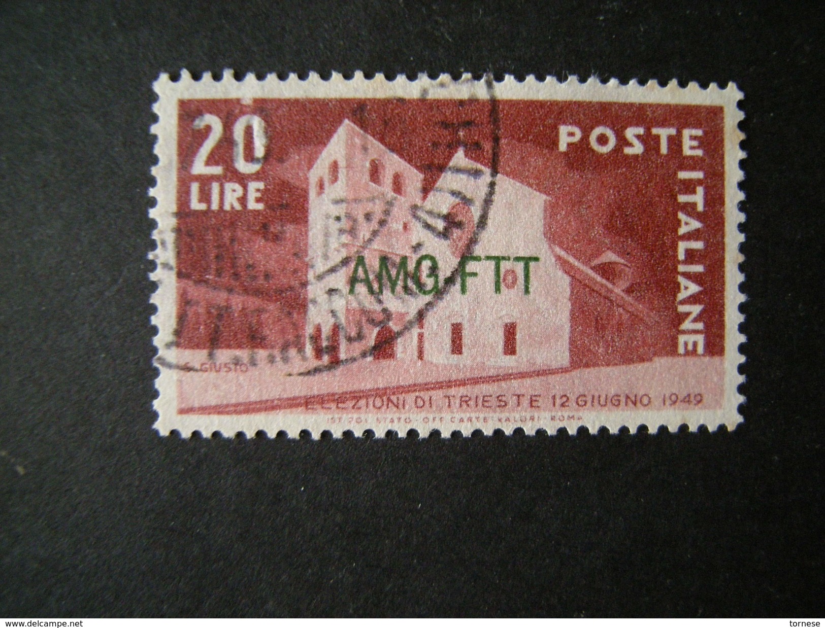 TRIESTE - AMGFTT. 1949, ELEZIONI TRIESTE, L. 20 Rosso Bruno, Usato, TTB - Gebraucht