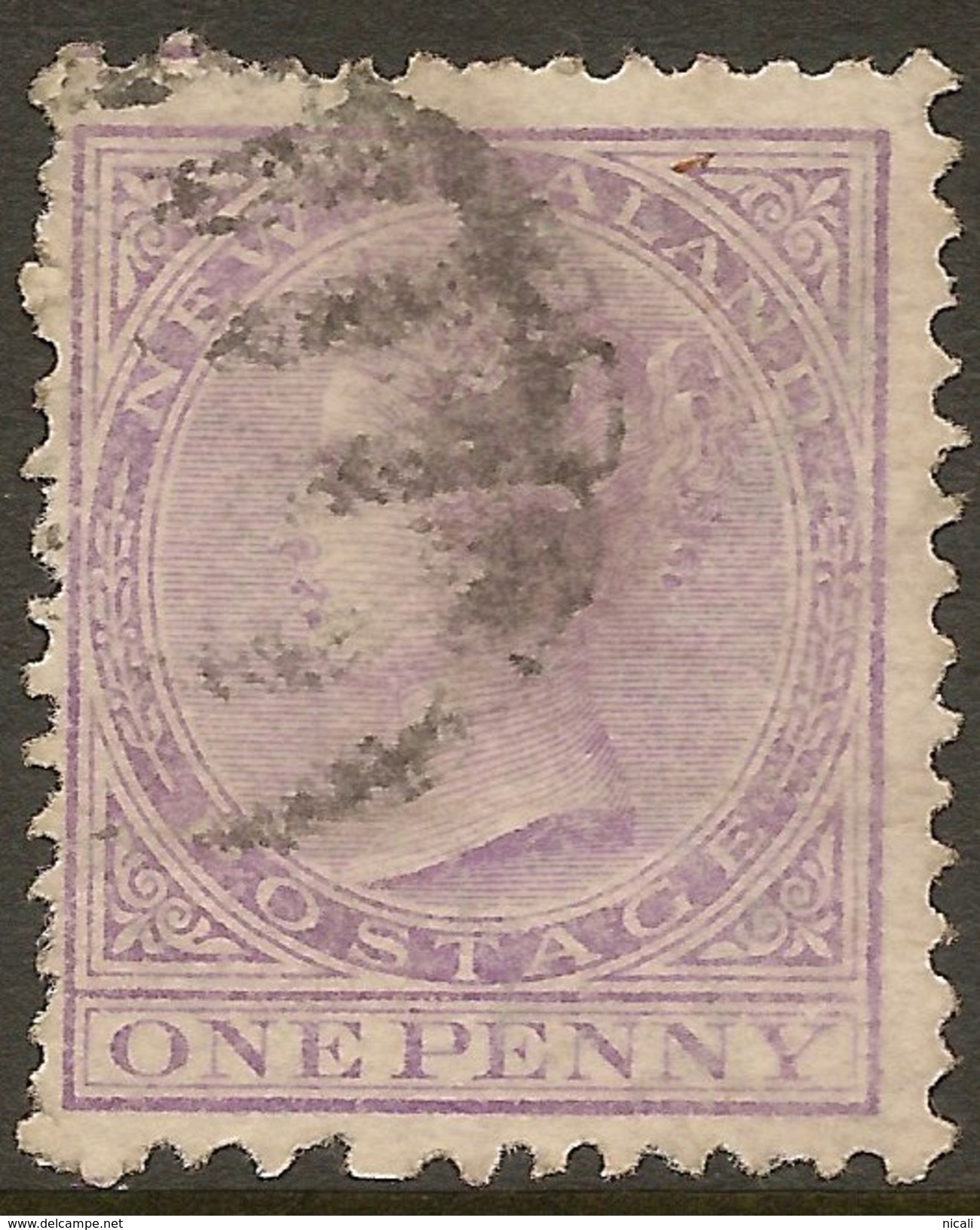 NZ 1874 1d QV FSF Blued SG 166 U #ZS154 - Used Stamps