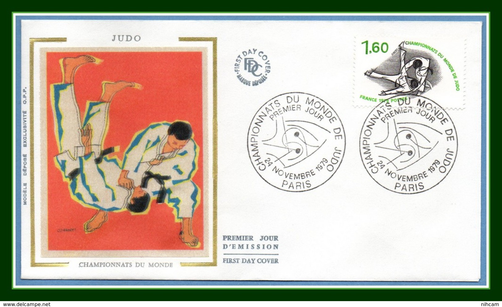 FDC Silk Soie France N° 2069 Judo 1979 Championnats Du Monde - Judo