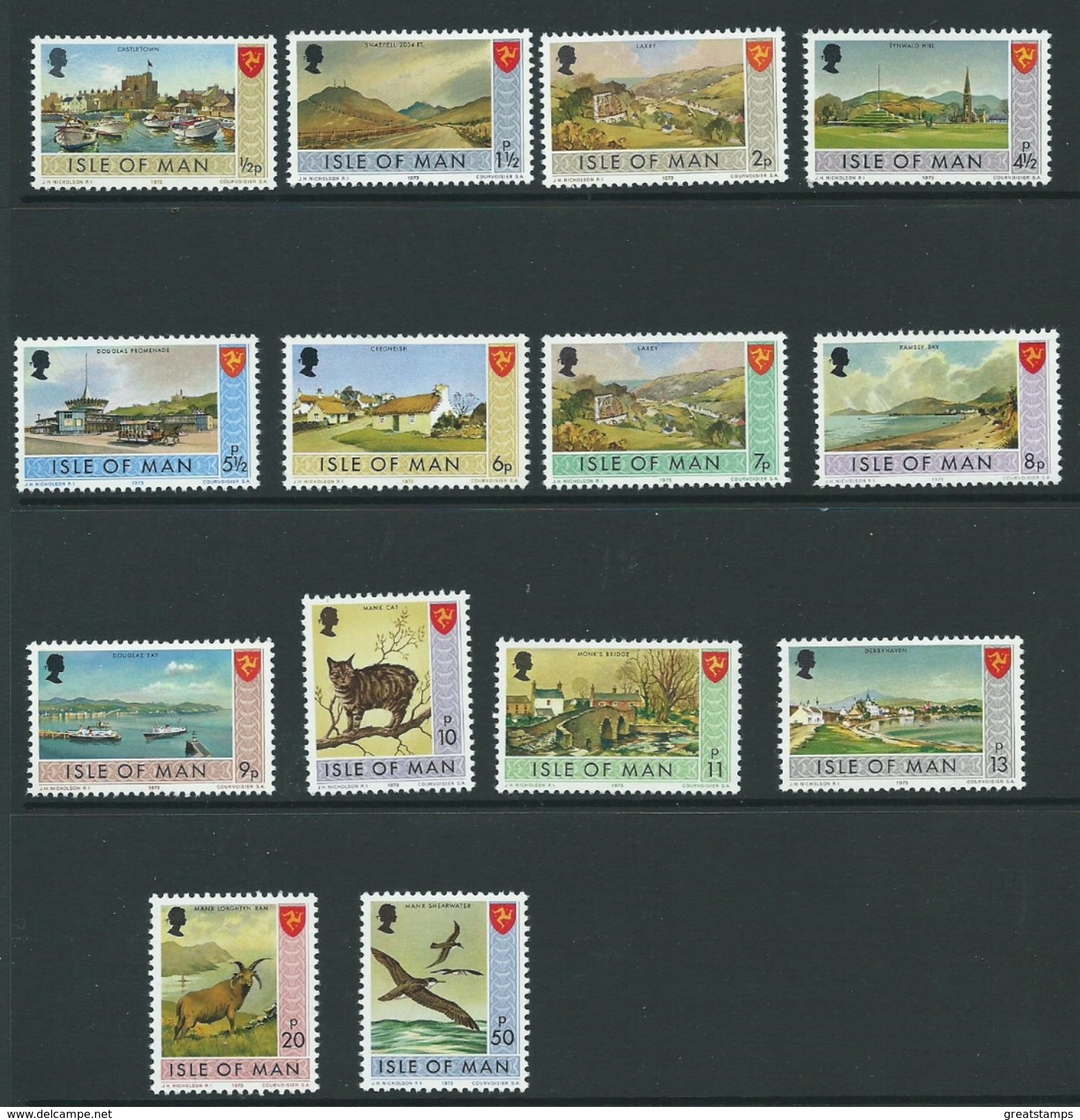 Isle Of Man Sg12 Part Set Mnh Definitives - Isola Di Man