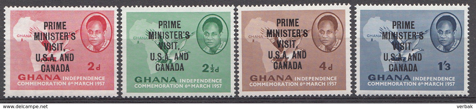 Ghana 1958 Mi.nr: 32-35 Besuch Von Präsident Kwame Nkrumah In Den USA  Neuf Sans Charniere /MNH / Postfris - Ghana (1957-...)