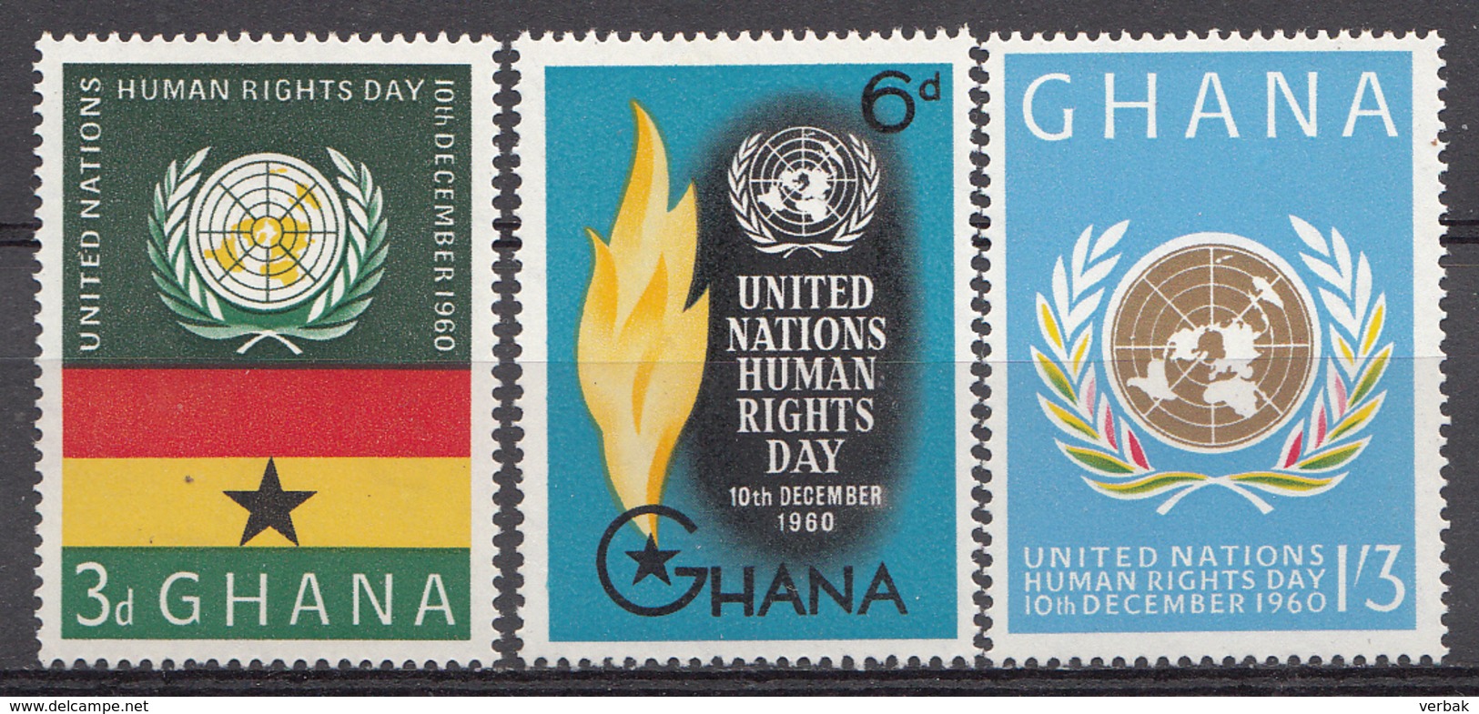 Ghana 1960 Mi.nr: 91-93 Tag Der Menschenrechte  Neuf Sans Charniere /MNH / Postfris - Ghana (1957-...)