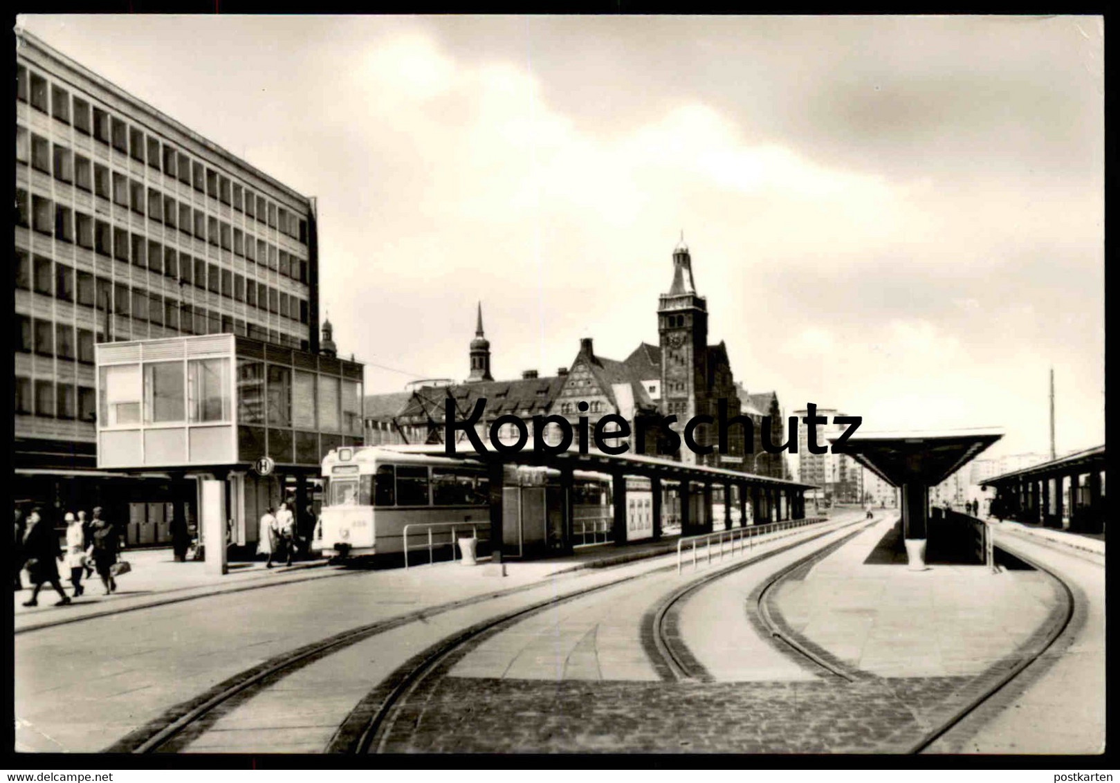 ÄLTERE POSTKARTE KARL-MARX-STADT POSTSTRASSE ZENTRALHALTESTELLE DER STRASSENBAHN Chemnitz Tramway Tram Cpa AK Postcard - Chemnitz (Karl-Marx-Stadt 1953-1990)
