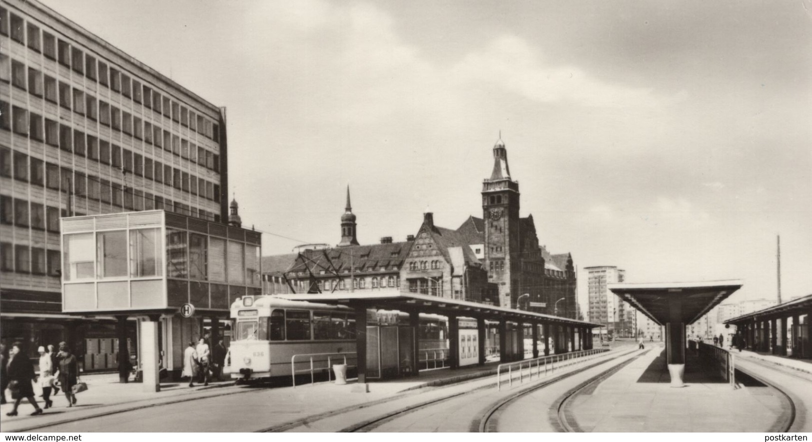 ÄLTERE POSTKARTE KARL-MARX-STADT POSTSTRASSE ZENTRALHALTESTELLE DER STRASSENBAHN Chemnitz Tramway Tram Cpa AK Postcard - Chemnitz (Karl-Marx-Stadt 1953-1990)