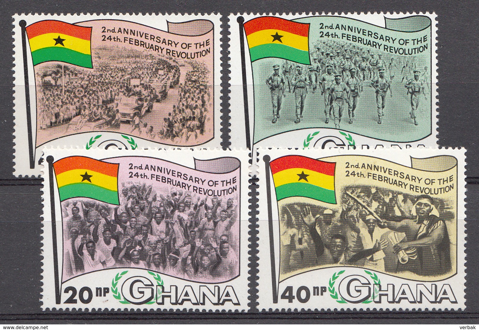 Ghana 1968 Mi.nr: 330-333 Jahrestag Der Februar-Revolution  Neuf Sans Charniere /MNH / Postfris - Ghana (1957-...)