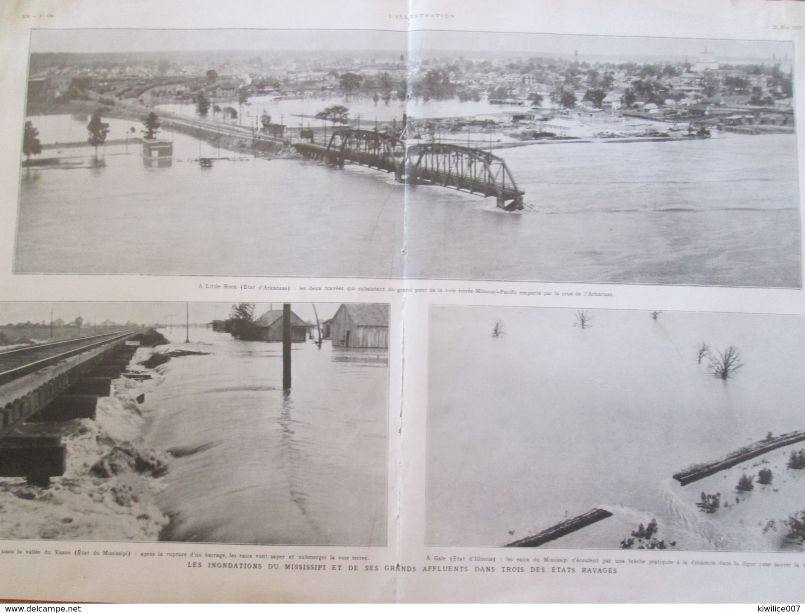 1927  Rupture De La Digue De  PODAS Mississipi  LITTLE ROCK  Yazoo GALE  ILLINOIS    CRUE ARKANSAS - Non Classés