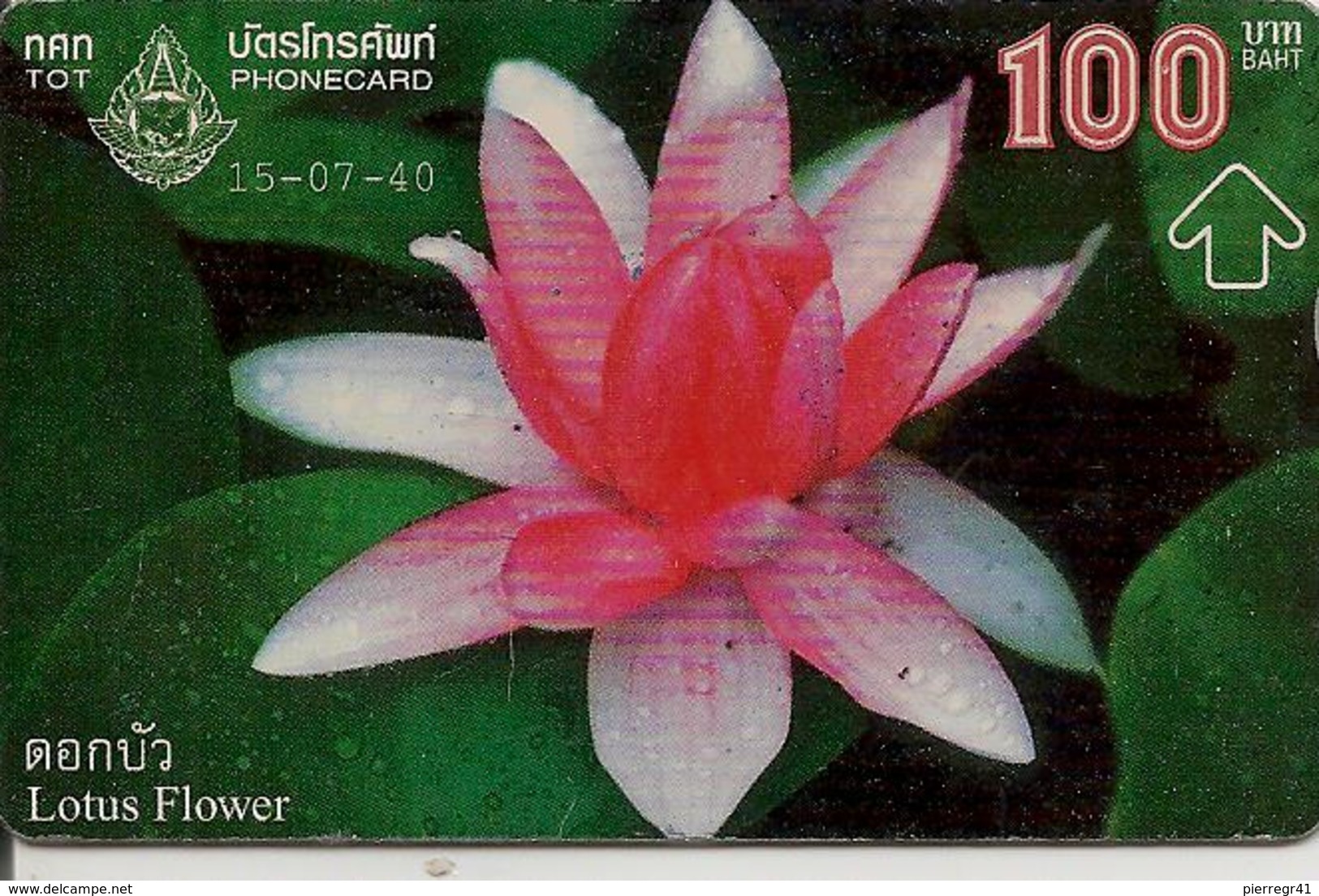 CARTE-HOLOGRAPHIQUE-100Baht-FLEUR LOTUS-TBE-RARE - Fleurs