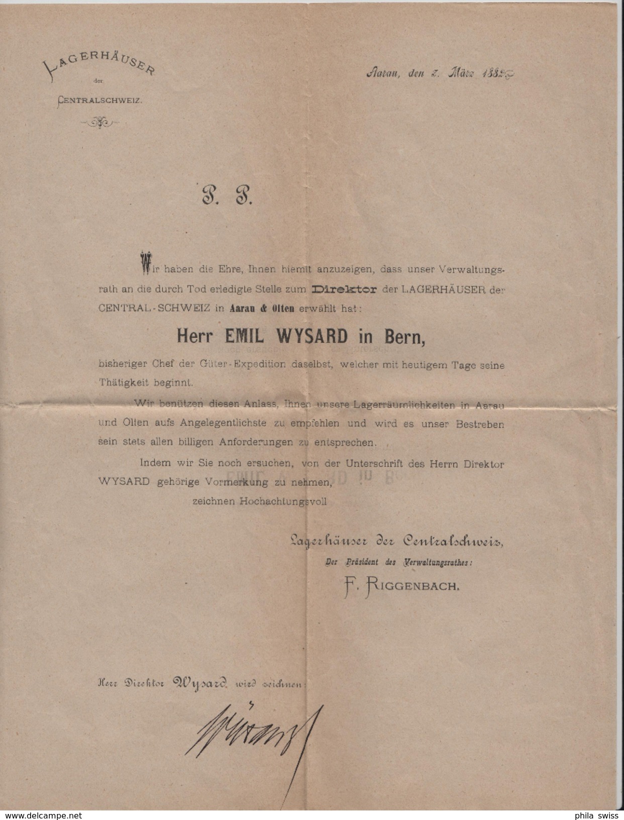 1882 Sitzende Helvetia/Helvétie Assise Nr. 44/36 2c - Stempel: Aarau (Lagerhäuser Der Centralschweiz) 3.III.82 - Briefe U. Dokumente