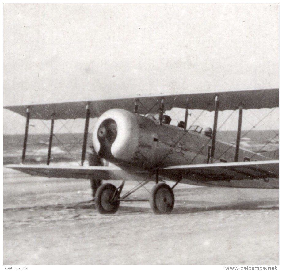 France? Avion au sol sur la Plage et en vol Aviation Ancienne Photo 1920's