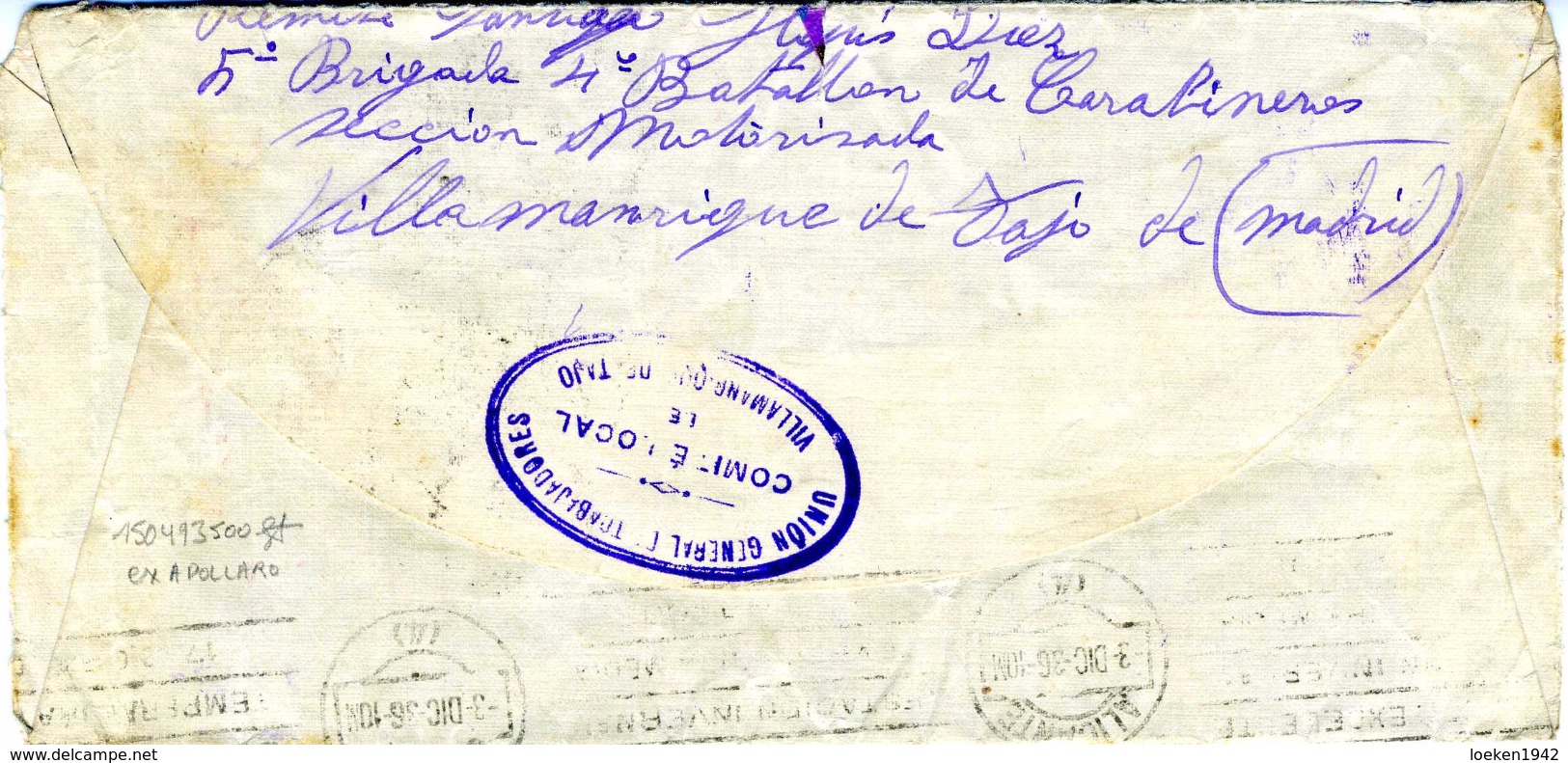 1936  MUY BONITA CARTA VILLAMANRIQUE DE TAJO PARTIDO COMUNISTA        Ref EL567 - Cartas & Documentos