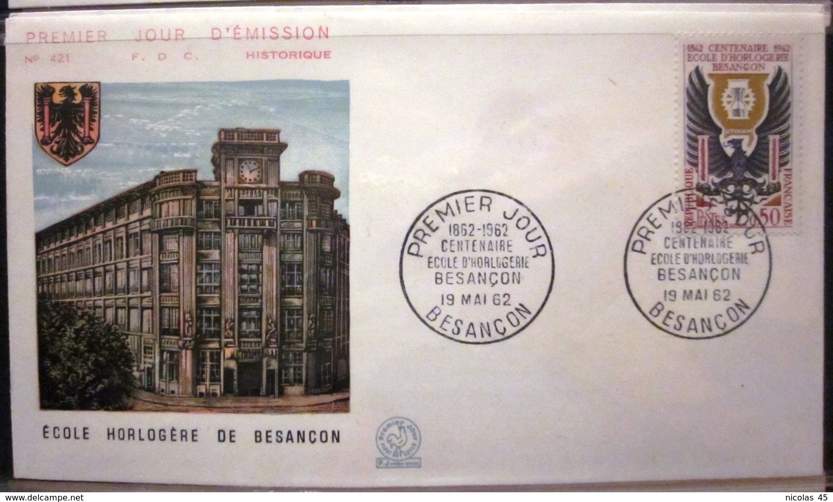 Enveloppe FDC - 1962 - Ecole D'horlogerie De Besançon - YT 1342 - Covers & Documents