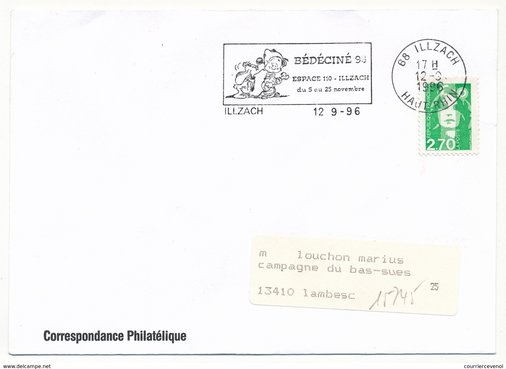 FRANCE - Env. Affr 2,70 Briat - OMEC "BEDECINE 1996" Illzach (Haut Rhin) 1996 - Cinema