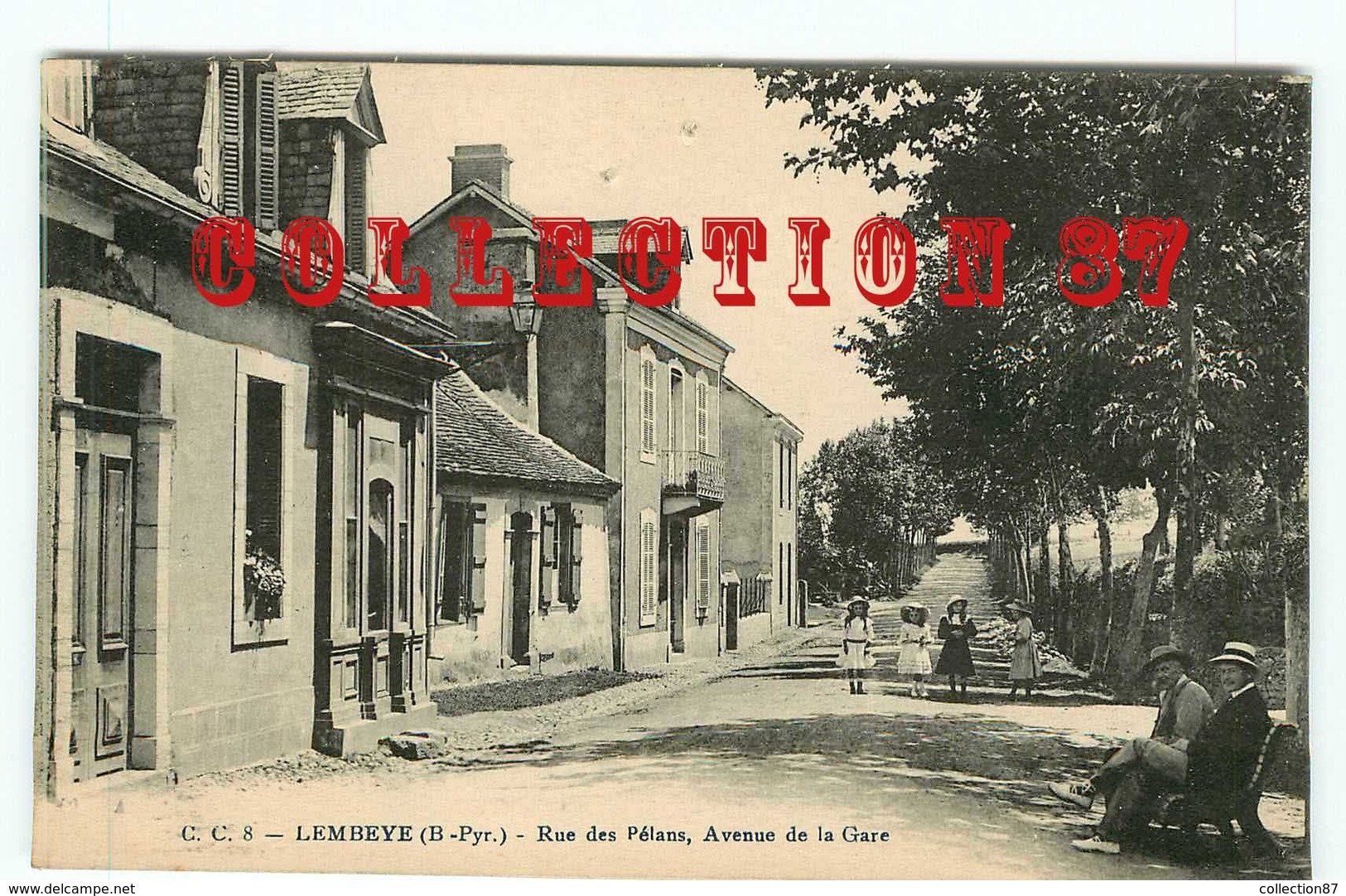 64 - LEMBEYE - RUE DES PELANS ANIMEE (Rare à Ce Prix) - AVENUE DE LA GARE - Lembeye