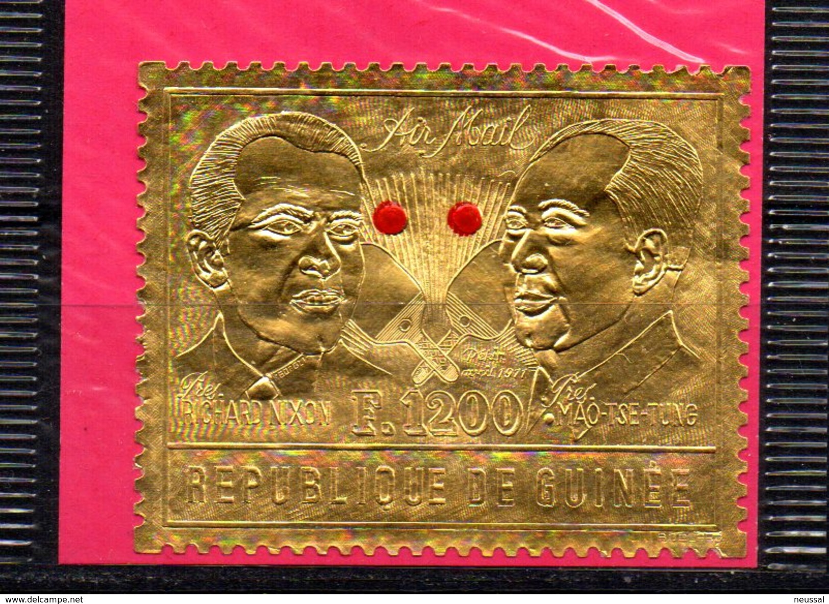 Sello De Guinee Con Richard Nixon And Mao Tse-tung. - Mao Tse-Tung