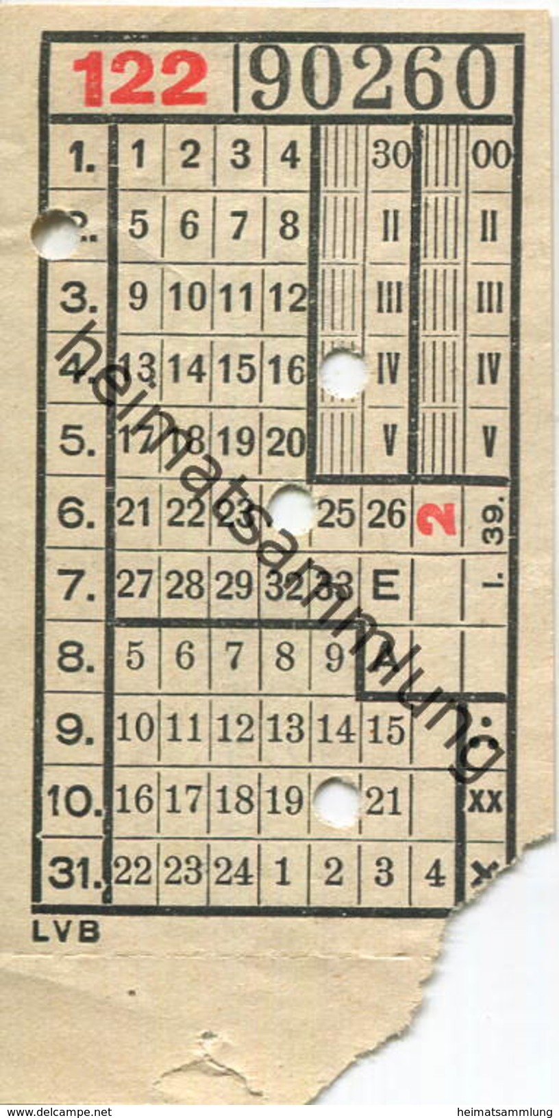 Deutschland - Leipzig - LVB - Leipziger Verkehrsbetriebe - Fahrschein 1939 - Europa