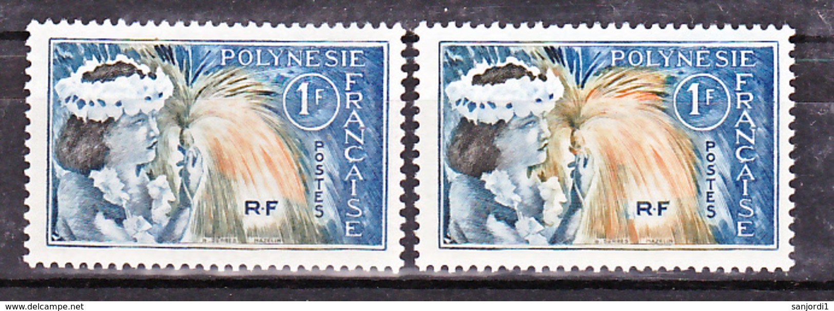 Polynésie   27 Variété Bleu Vert Et Normal Danseuse Neuf ** TB  MNH - Sin Dentar, Pruebas De Impresión Y Variedades