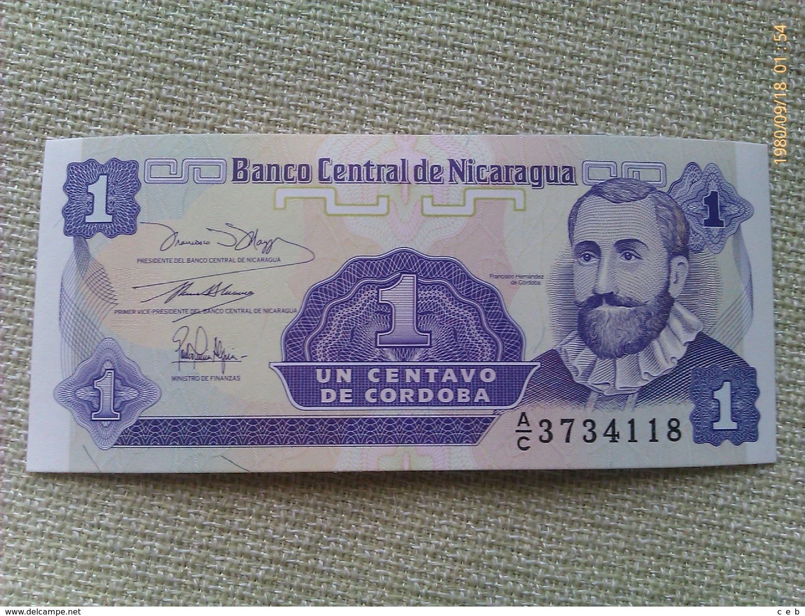 Billete Nicaragua. 1 Centavo. 1991. Sin Circular - Nicaragua