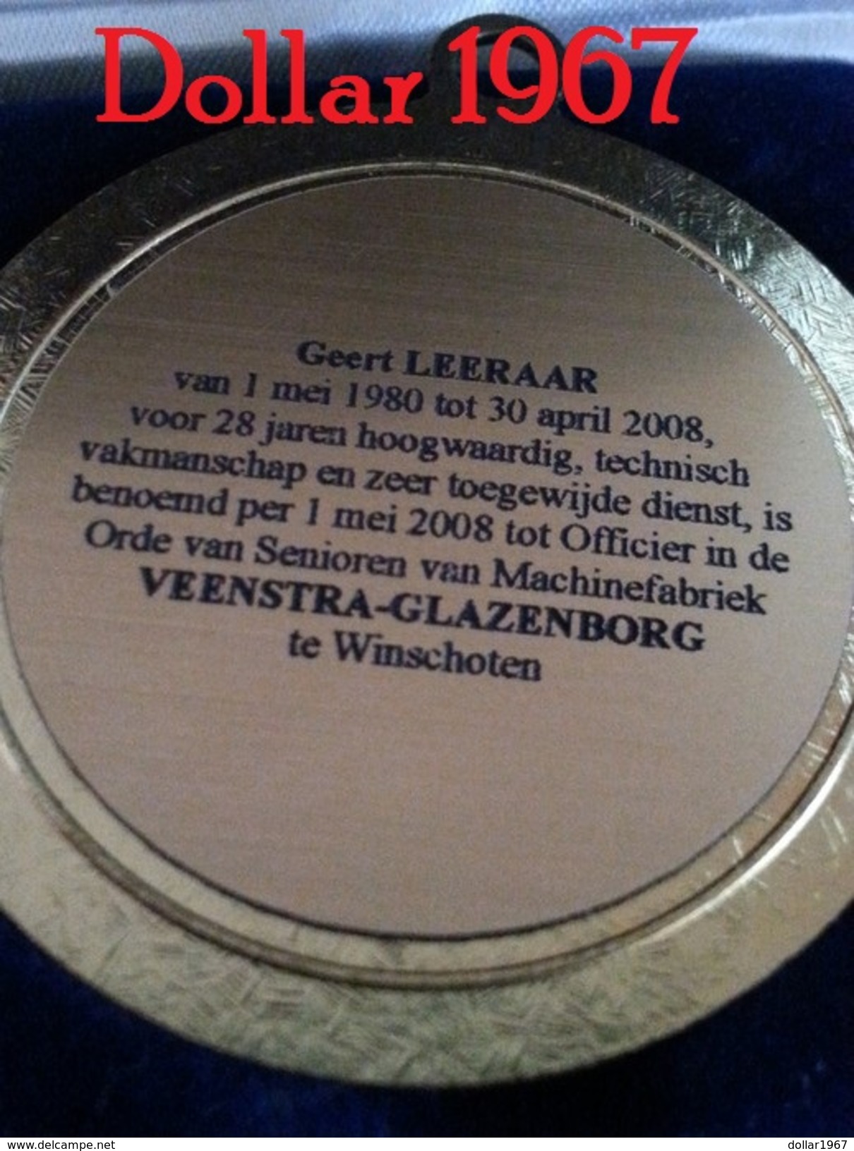 Medaille-Medal-médaille-Machinefabriek Veenstra-Glazenborg -Winschoten - Profesionales/De Sociedad