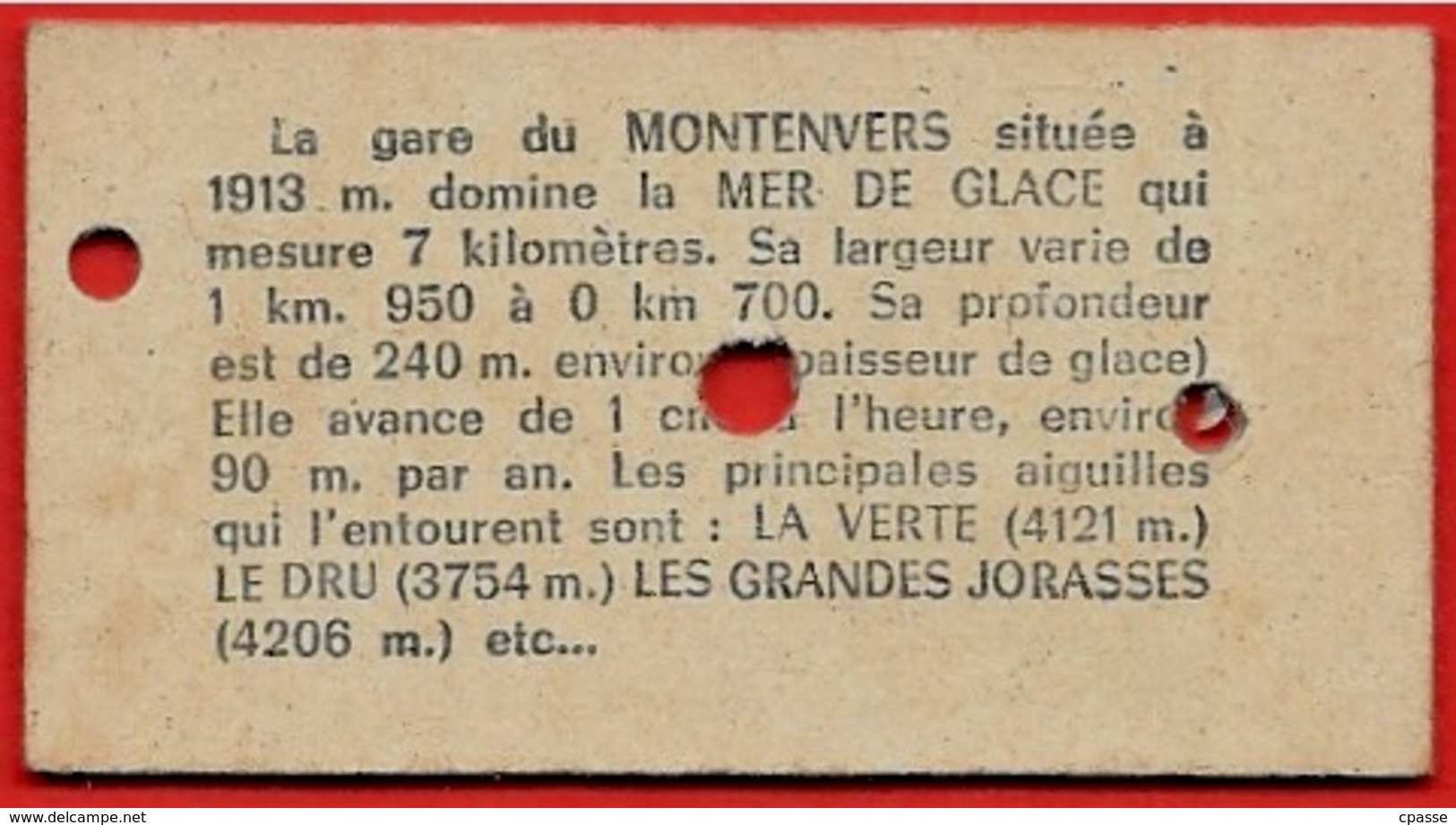Ticket De Train CHAMONIX 3 - MONTENVERS Aller Retour - Billet Collectif * 74 Haute-Savoie - Europe