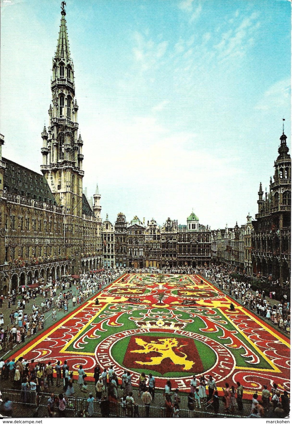 Bruxelles (1000) - Patriotisme : Grand'Place - L'Union Fait La Force Du Tapis De Fleurs. Belle Animation. CPSM. - Brussel Bij Nacht