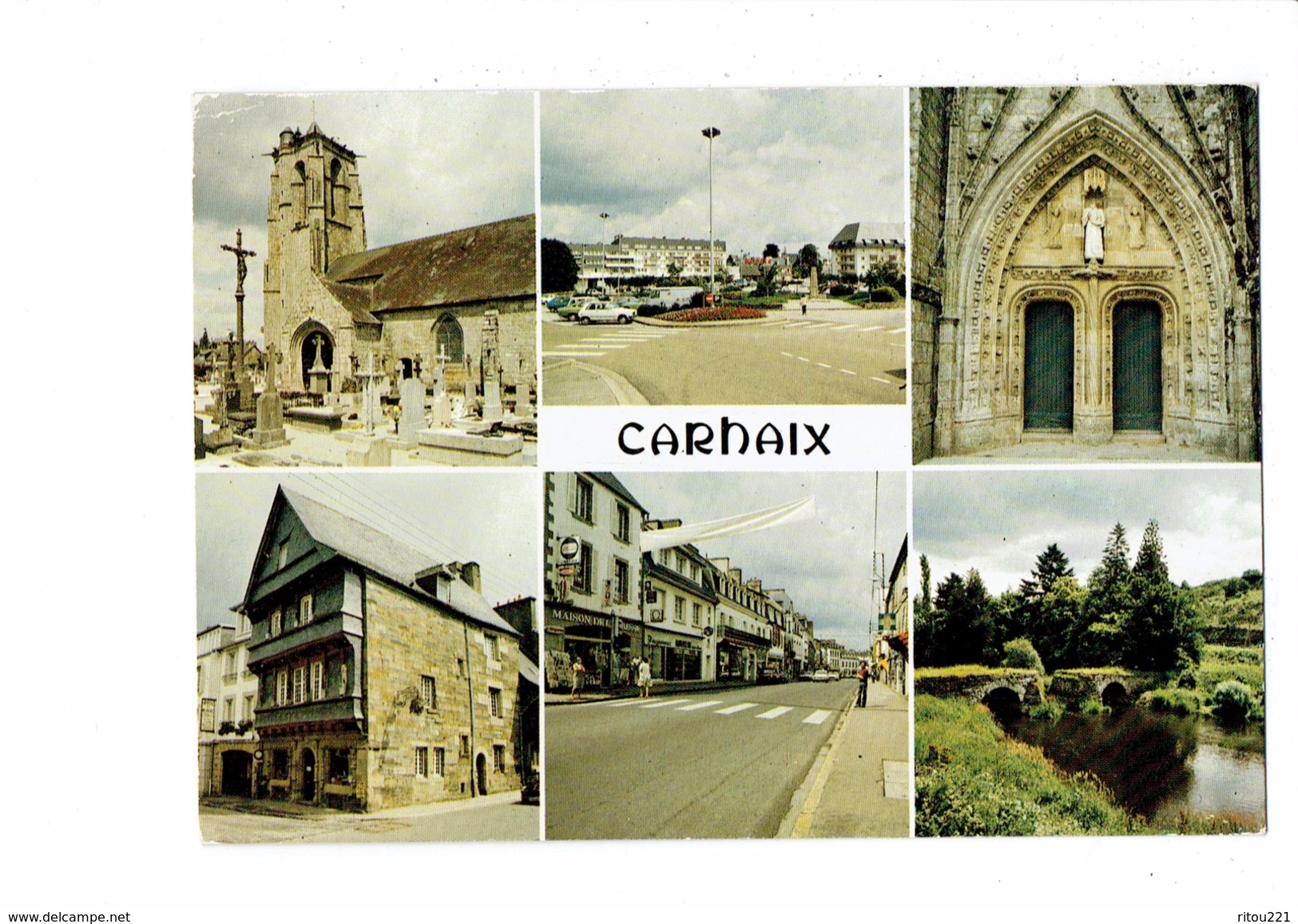 Cpm - 29 -  Carhaix-Plouguer - Multivues - Jos CT 2810 - église Cimetière Maison De La Presse LOTO - 1987 - Carhaix-Plouguer