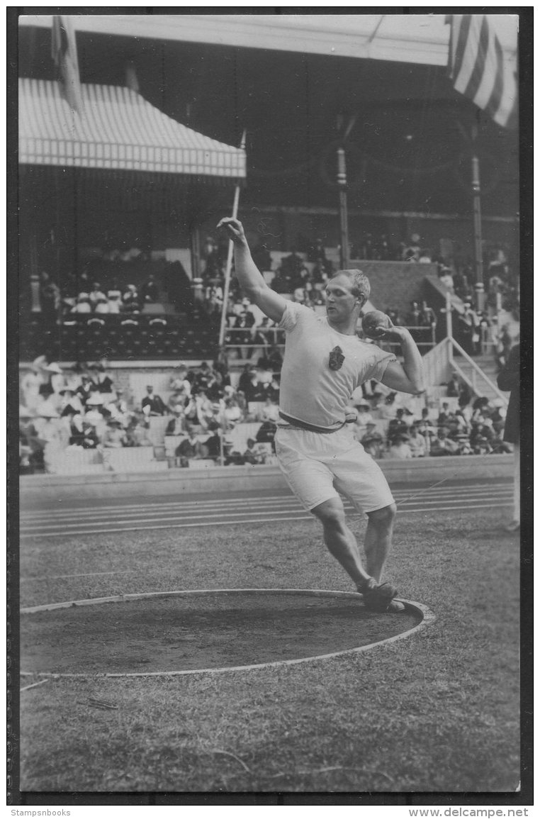 1912 Sweden Stockholm Olympics Official RP Postcard 155. Niklander, Finland, Shot Putt - Olympic Games