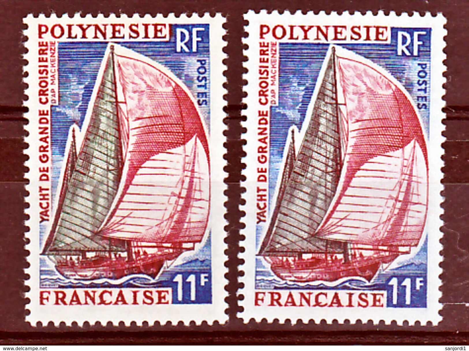 Polynésie   37 Variété Voile Verte Et Voile Brun Noir Bateau Neuf ** TB  MNH - Sin Dentar, Pruebas De Impresión Y Variedades