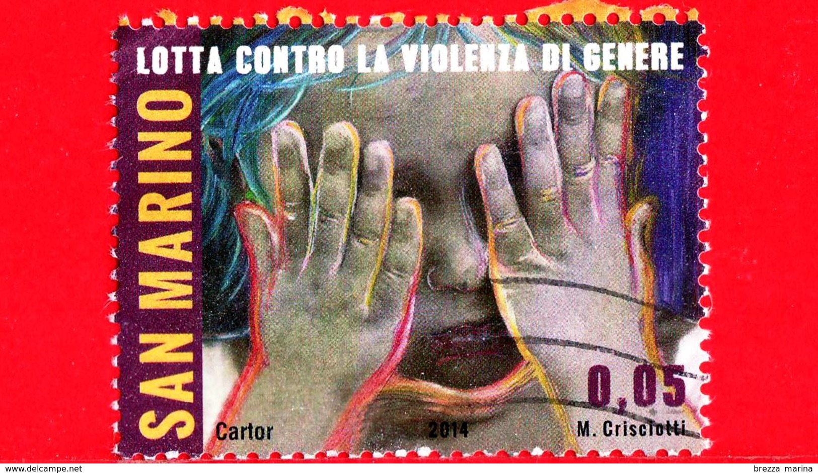 SAN MARINO - Usato - 2014 - Lotta Contro La Violenza Di Genere - 0,05 - Violenza Fisica, Bambino Che Si Copre Il Volto - Used Stamps