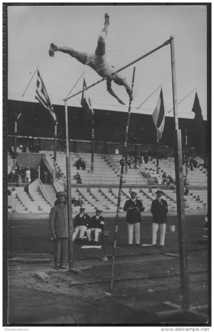 1912 Sweden Stockholm Olympics Official RP Postcard 171. Pole Vault Babcock USA Winner - Olympic Games