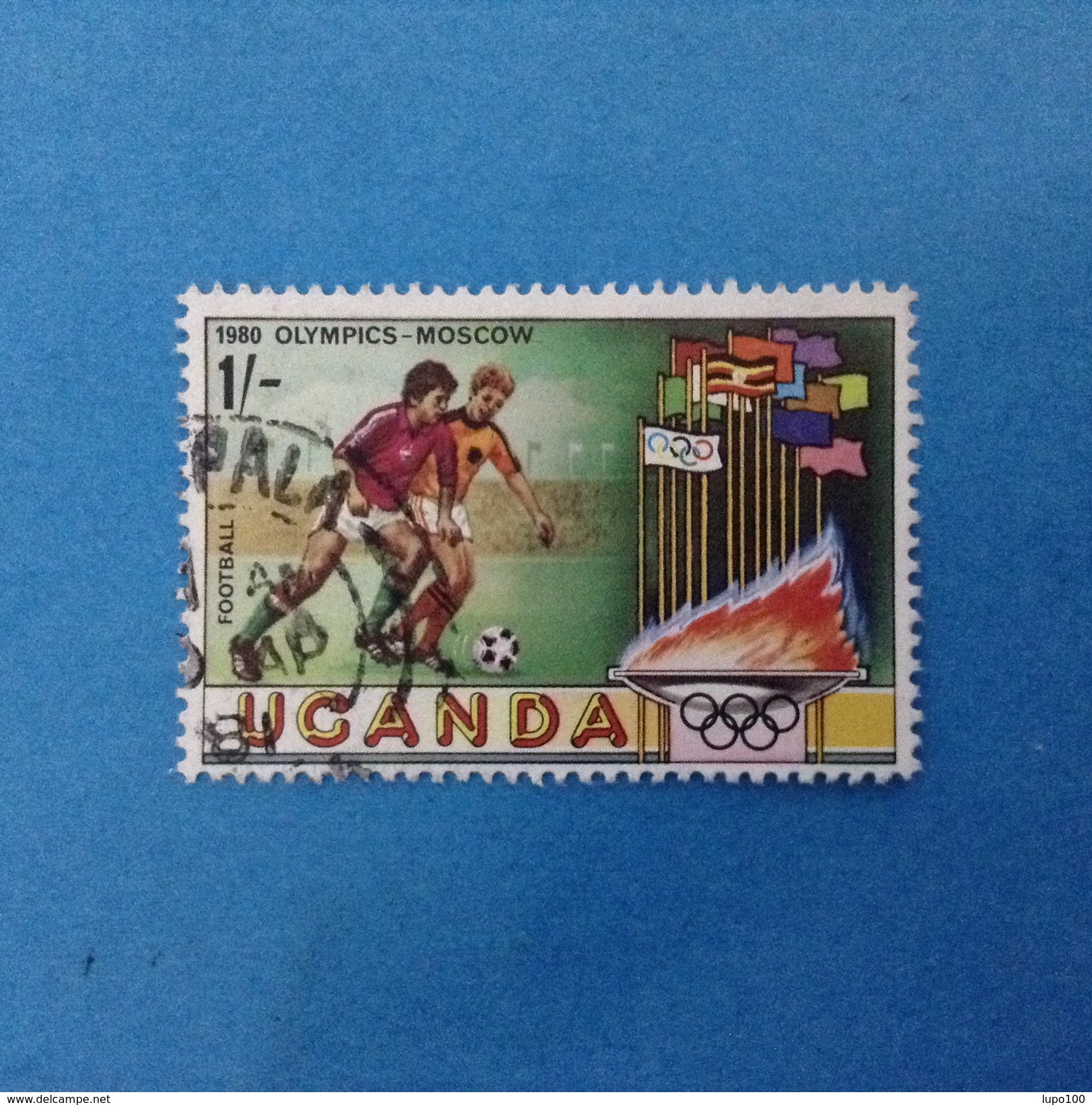 1980 UGANDA FRANCOBOLLO USATO STAMP USED - Giochi Olimpici Olimpiadi Mosca Calcio 1 - Uganda (1962-...)