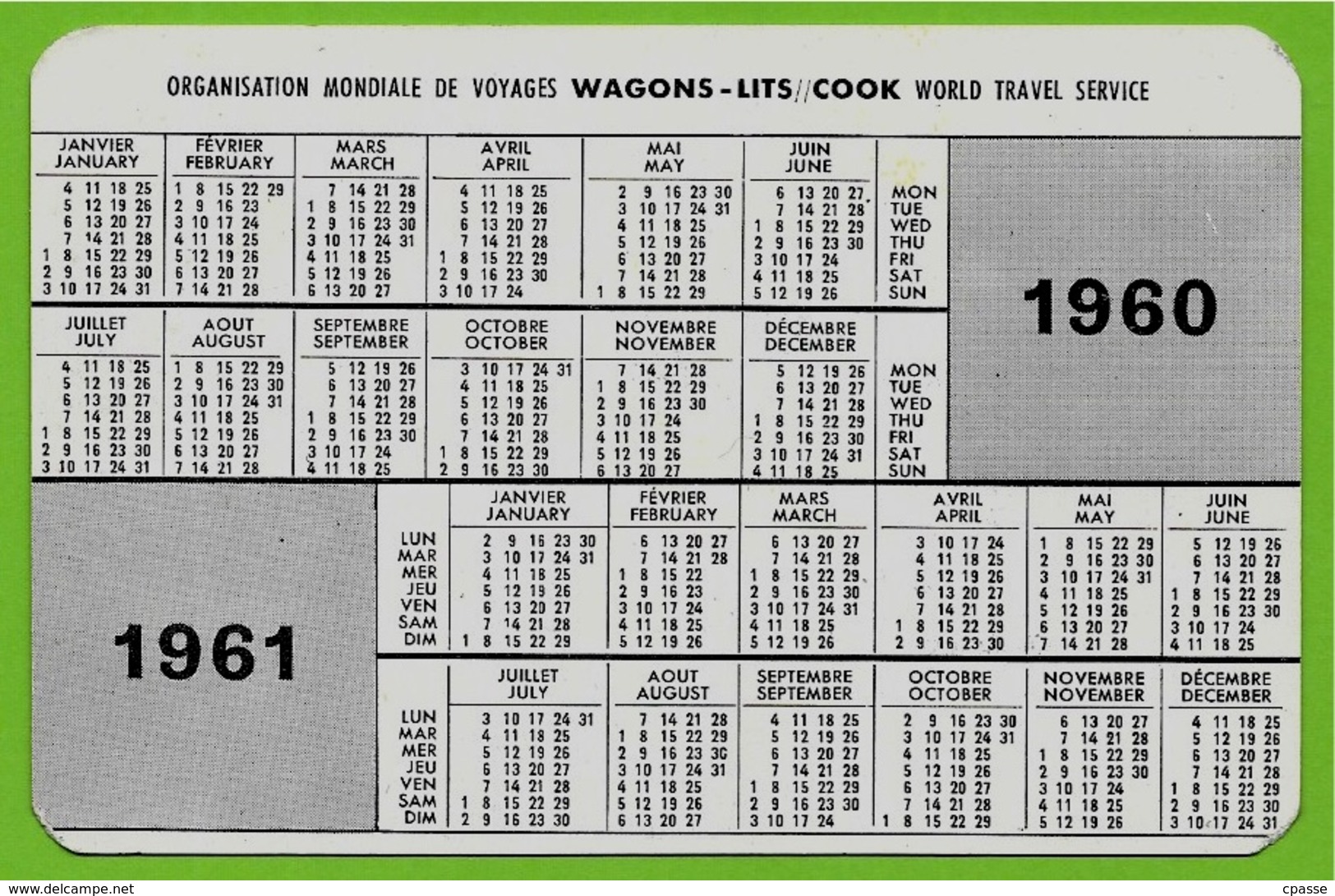 Calendrier publicitaire petit format