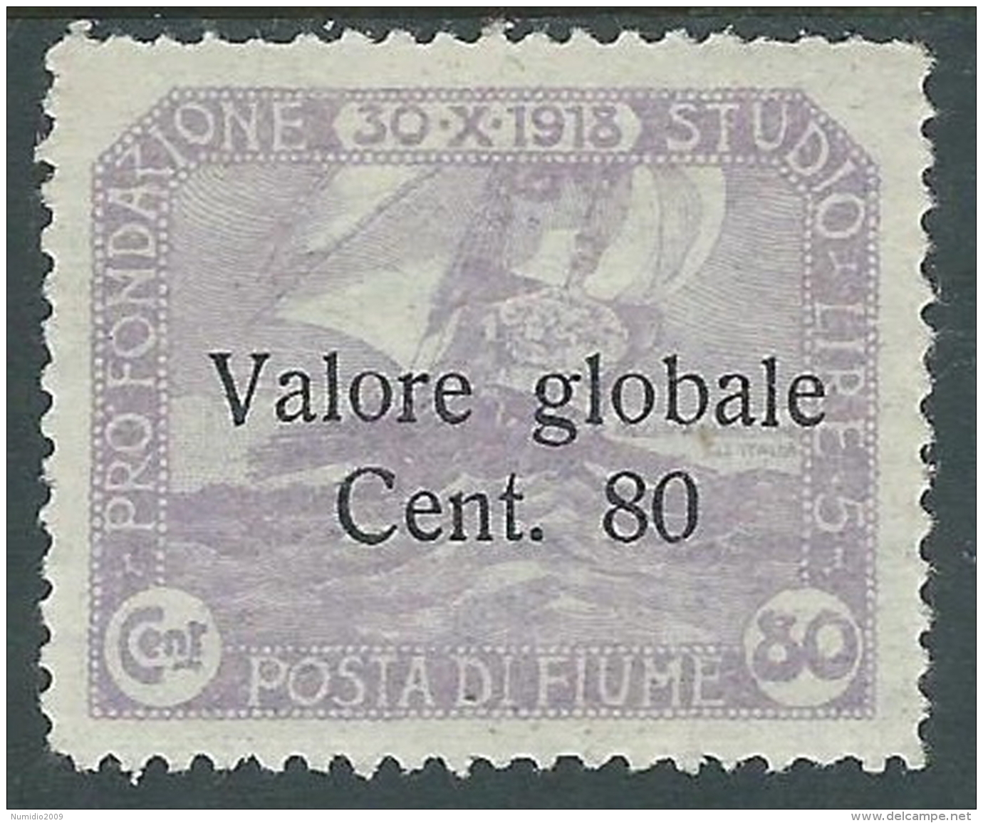 1920 FIUME VALORE GLOBALE 80 CENT MH * - F5-4 - Fiume