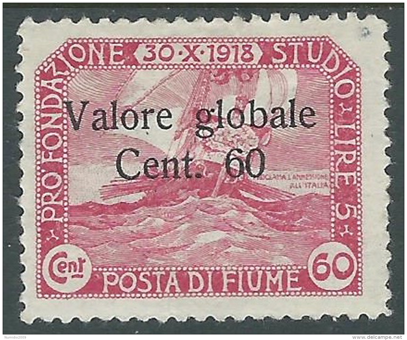 1920 FIUME VALORE GLOBALE 60 CENT MH * - F5-4 - Fiume