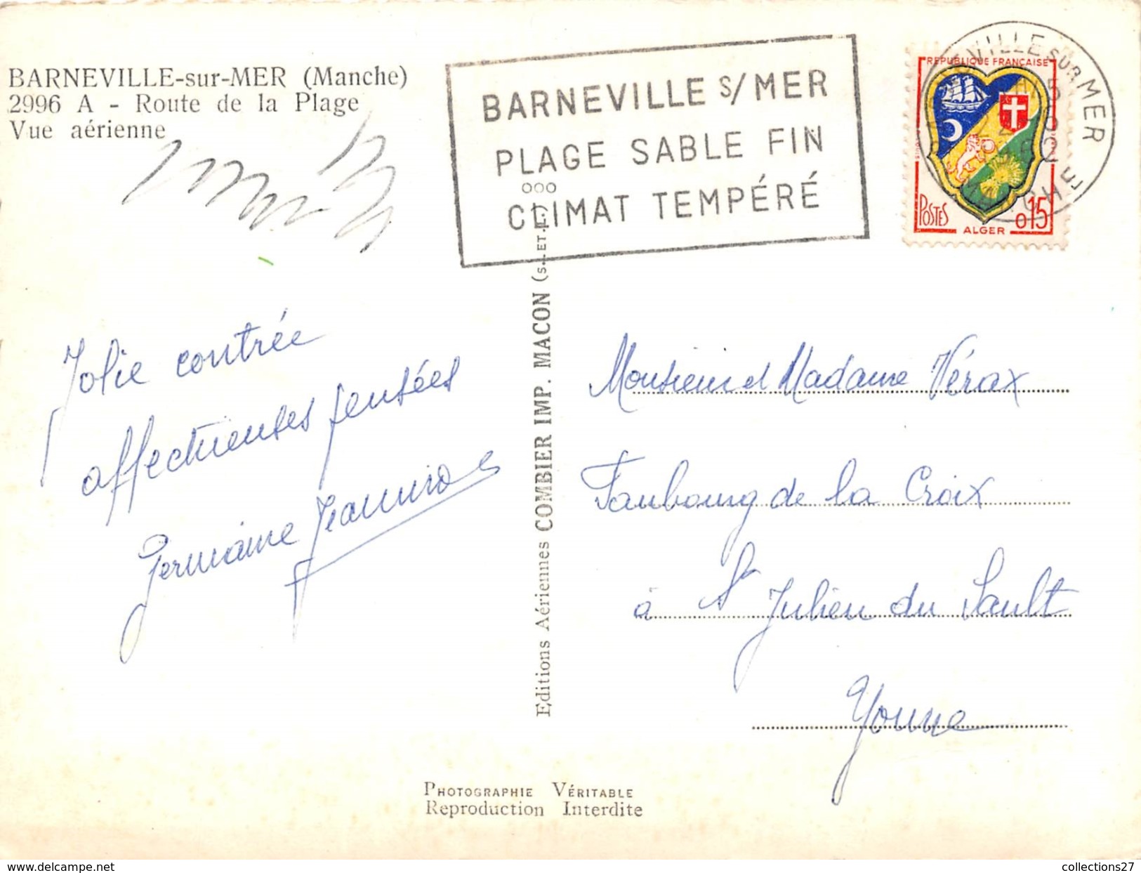 50-BARNEVILLE-SUR-MER- ROUTE DE LA PLAGE , VUE AERIENNE - Barneville