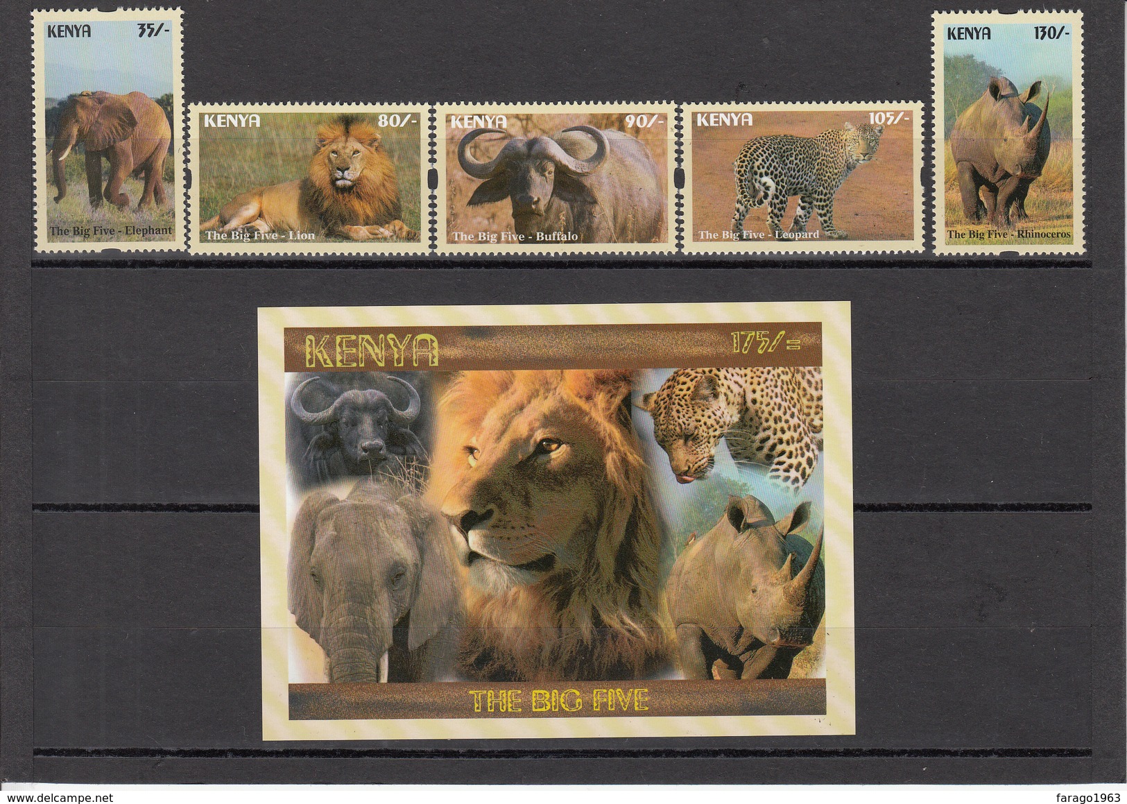 2017 Kenya NEW ISSUE! The Big 5 - May 10 - Lion Leopard Elephant Rhino Buffalo Complete Set Of 5 And Souvenir Sheet MNH - Kenia (1963-...)