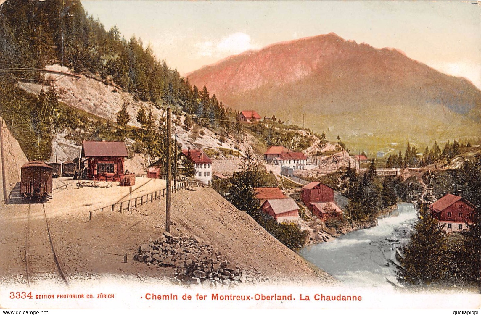 D5801 "CHEMIN DE FER MONTREUX-OBERLAND - LA CHAUDANNE"  TRENO. CART. NON SPED. - Montreux