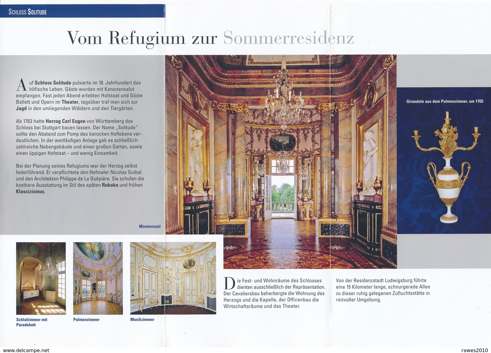 BRD Stuttgart Schloss Solitude Faltblatt 3 Seiten - Baden-Württemberg