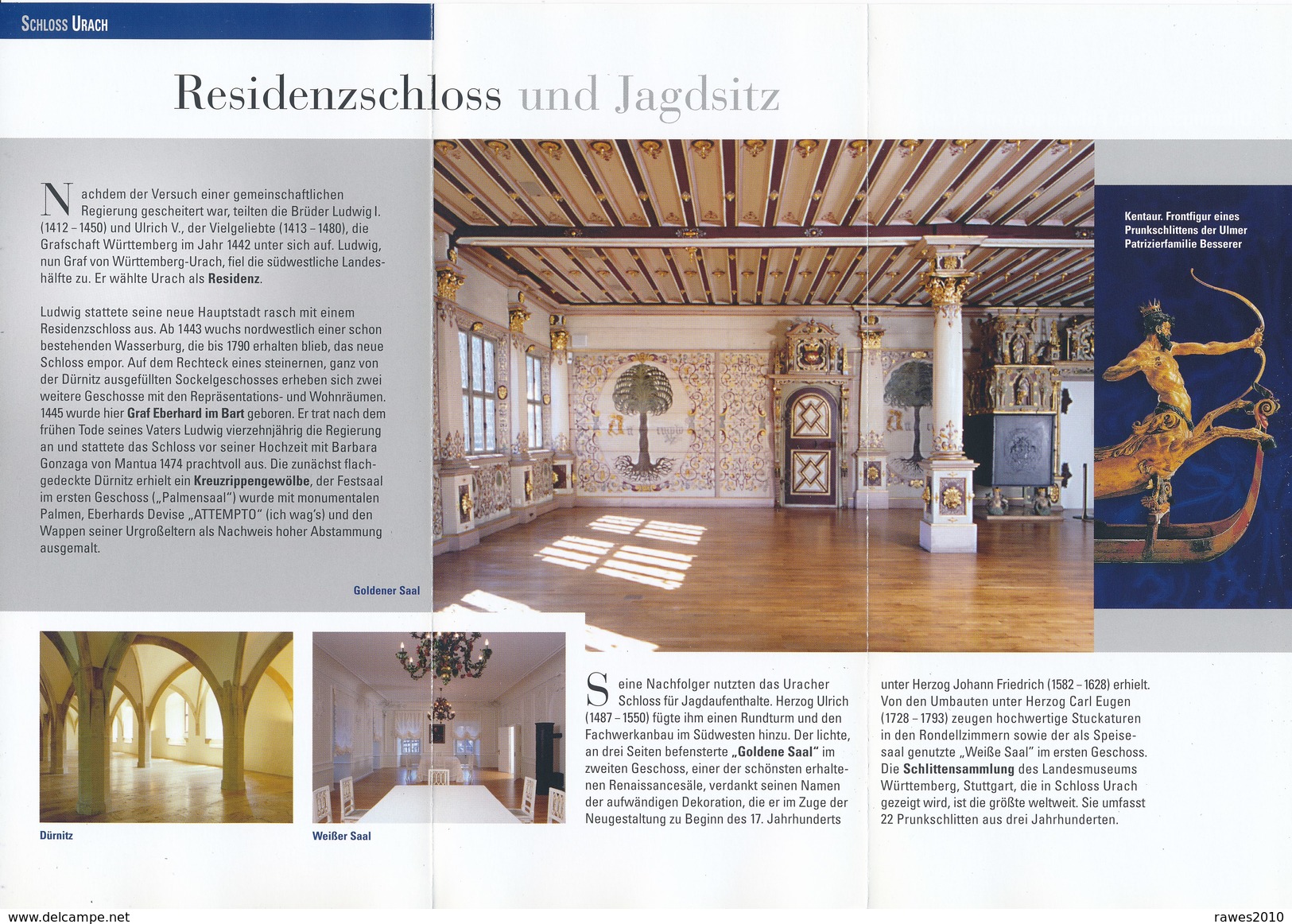 BRD Urach Schloss Faltblatt 3 Seiten - Baden-Württemberg