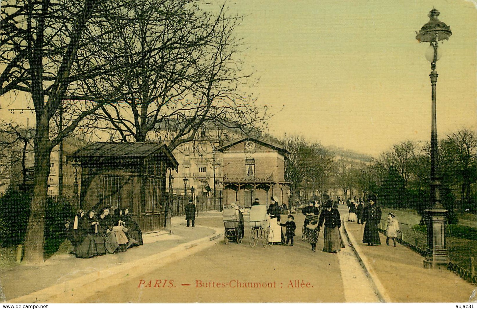 Dép 75 - Paris - Arrondissement 19 - Buttes Chaumont - Allée - Carte Toilée Couleurs - état - Arrondissement: 19