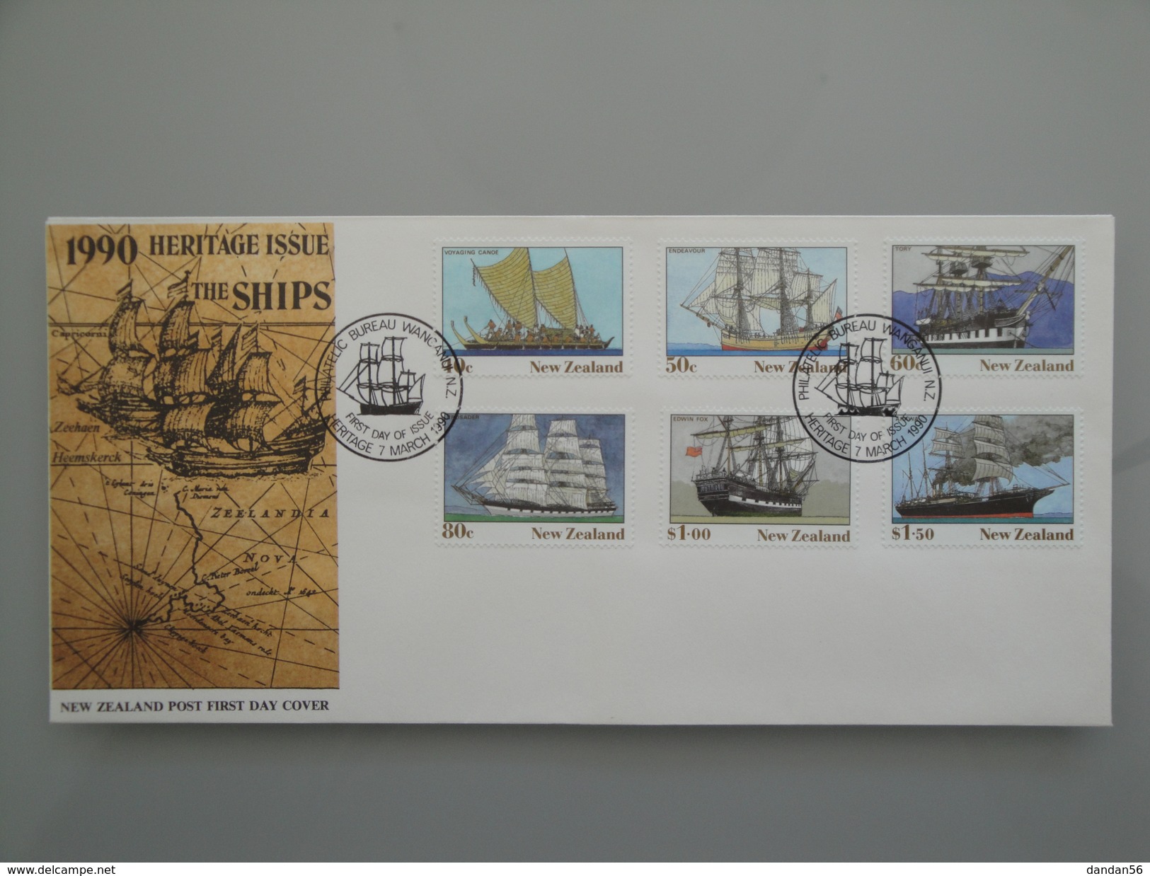 1990  Nouvelle Zélande - Yvert 1060/5 Sur Lettre Bateaux Ships   Scott 980/5  Michel 1105/10  SG 1541/6 - Lettres & Documents